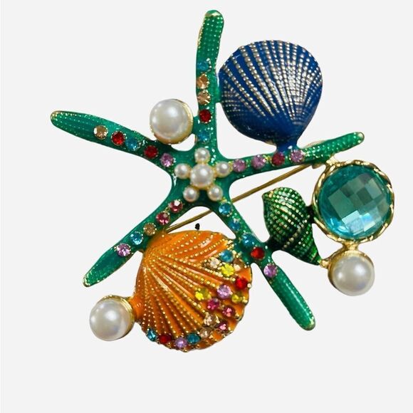 STARFISH SHELL BROOCH - Picture 1 of 4